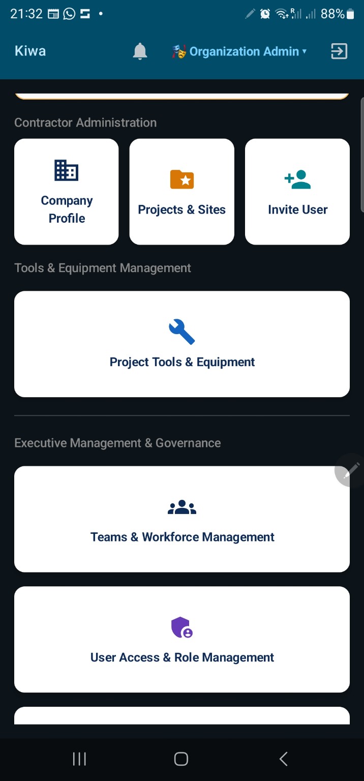 HSESteward organization admin dashboard